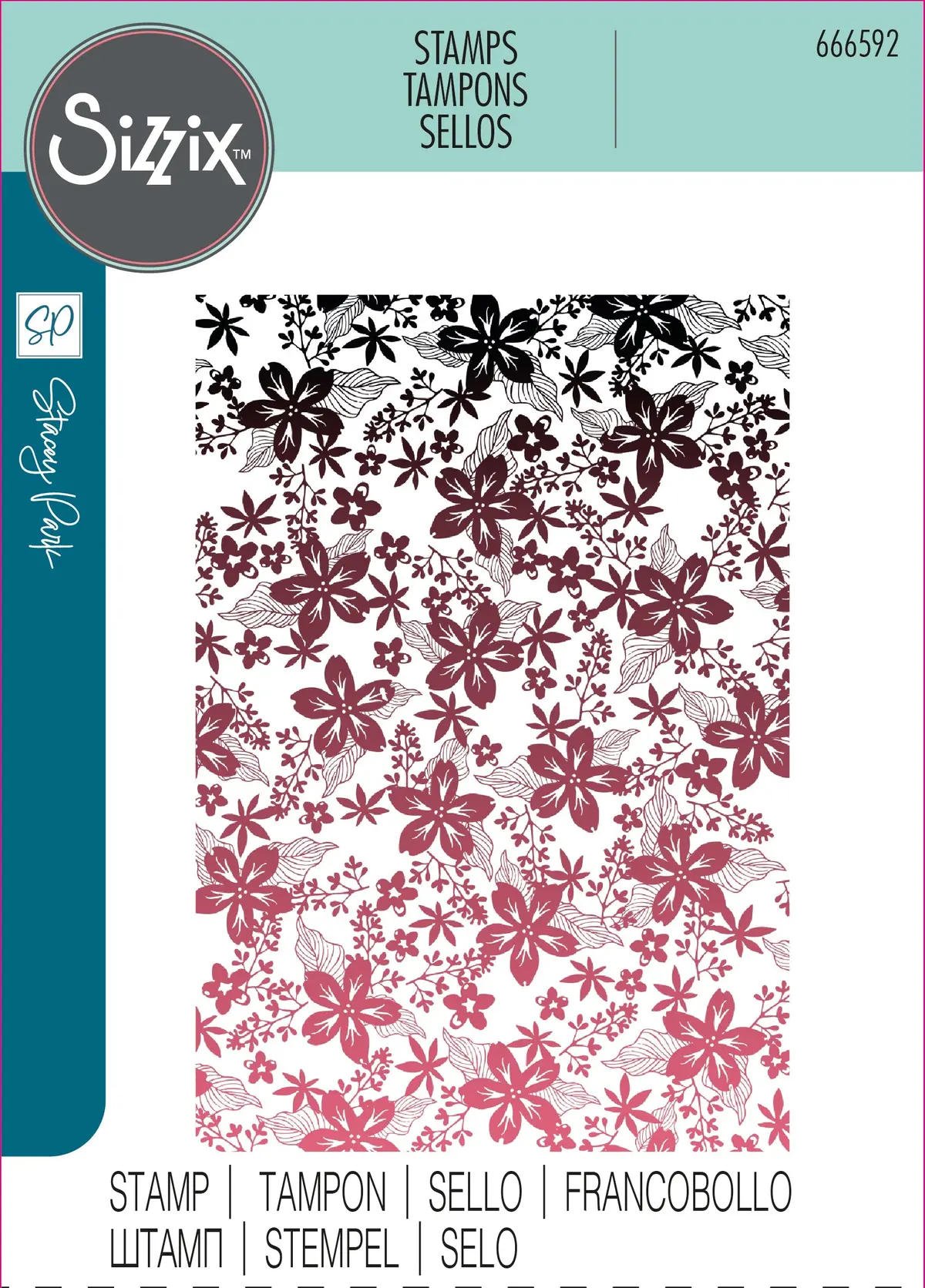 Sizzix Clear Stamp Set Cosmopolitan, Petals By Stacey Park 1