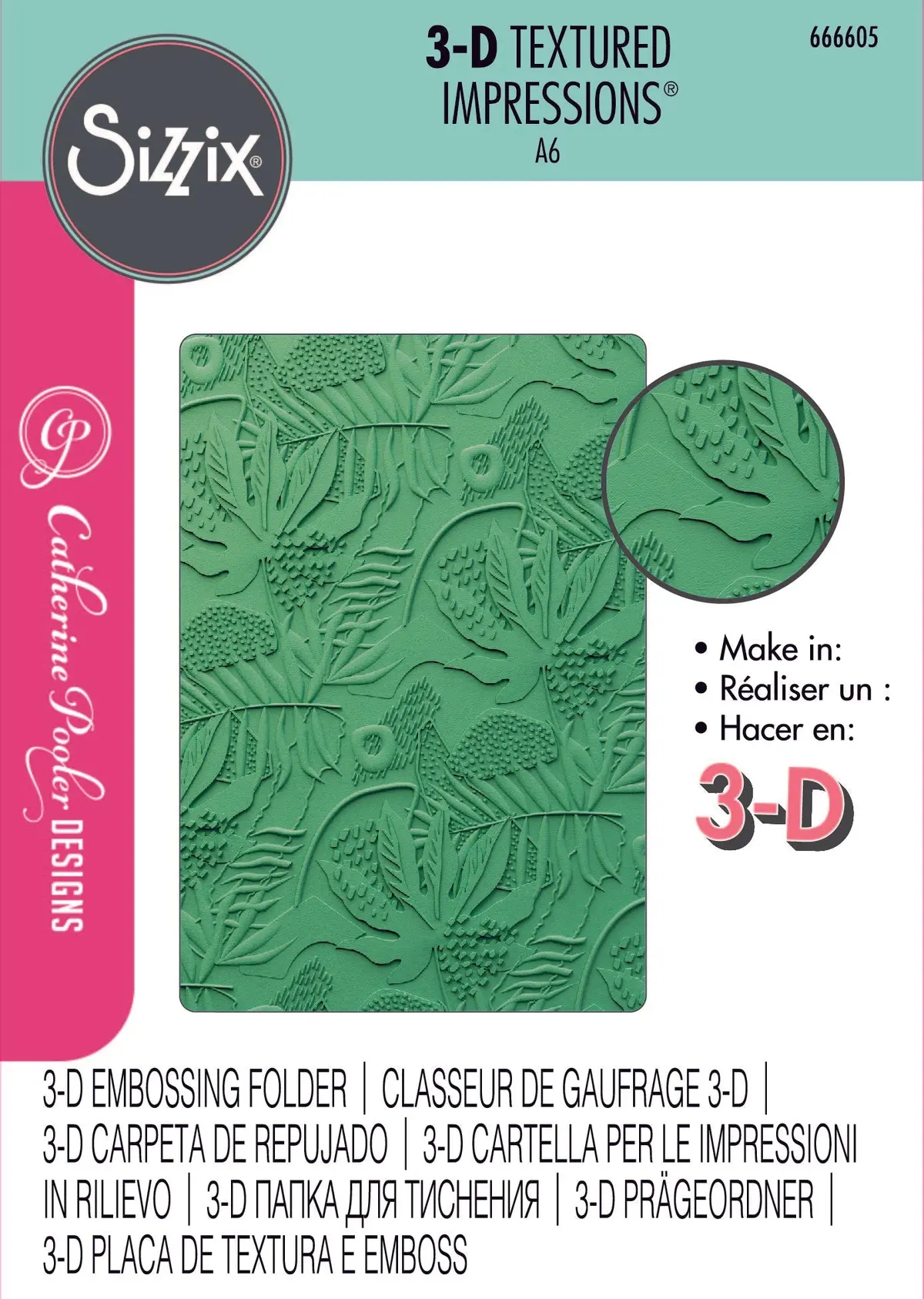 Sizzix 3-D Textured Impressions Embossing Folder - Jungle Textures By Catherine Pooler 1