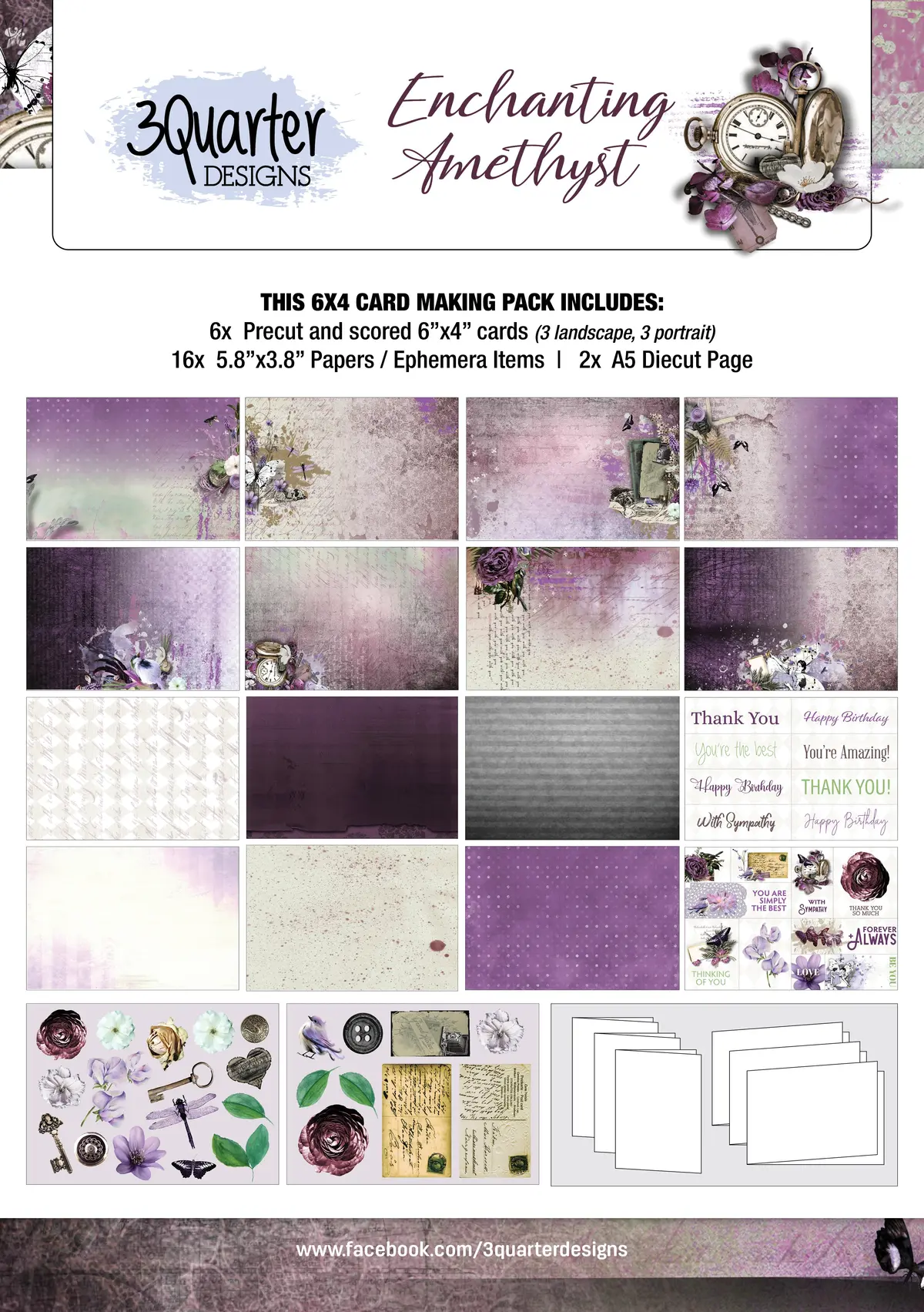 3Quarter Designs - Enchanted Amethyst - Card Kit 1
