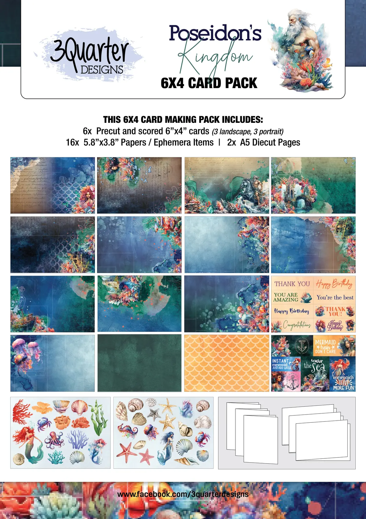 3Quarter Designs Poseidon's Kingdom 6X4 Card Pack 1
