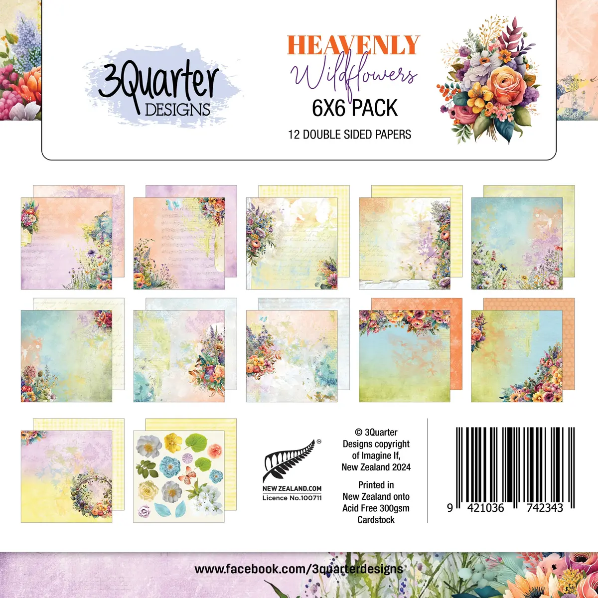 3Quarter Designs Heavenly Wildflowers 6X6 Paper Pack 1