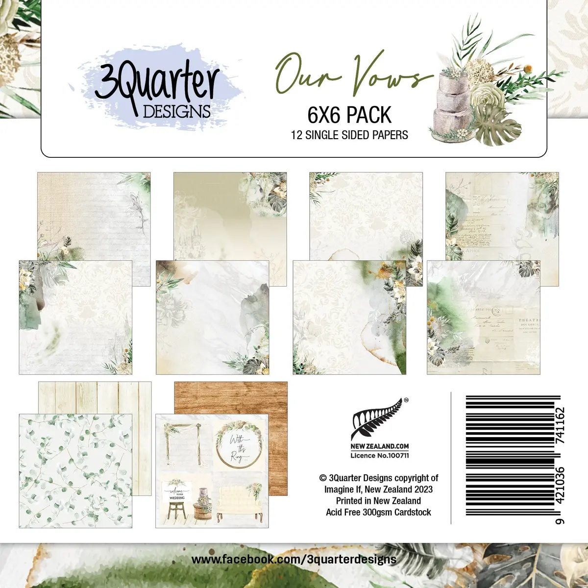 3Quarter Designs - 6" X 6" Paper Pack - Our Vows 1