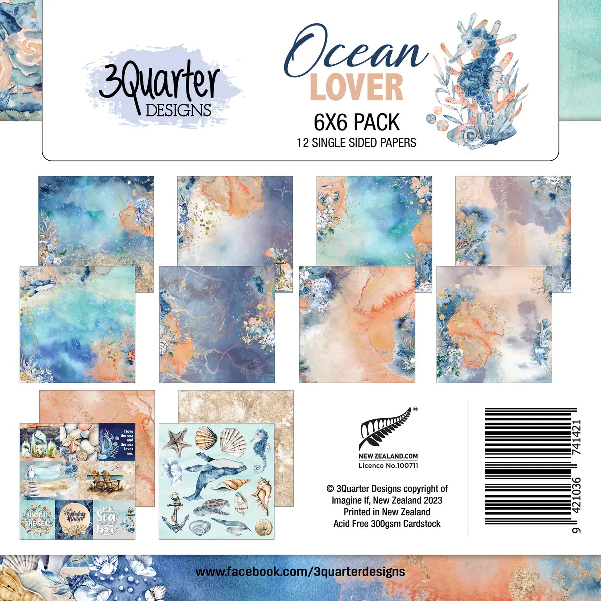 3Quarter Designs - Ocean Lovers - Paper Pad  6 X 6 1