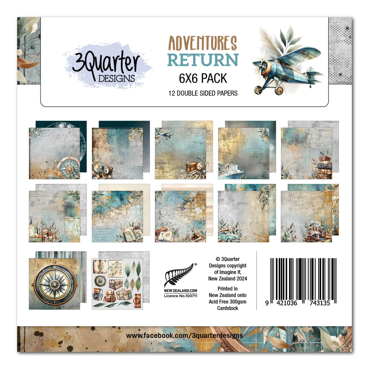 3Quarter Designs Adventures Return 6X6 Paper Pack 1