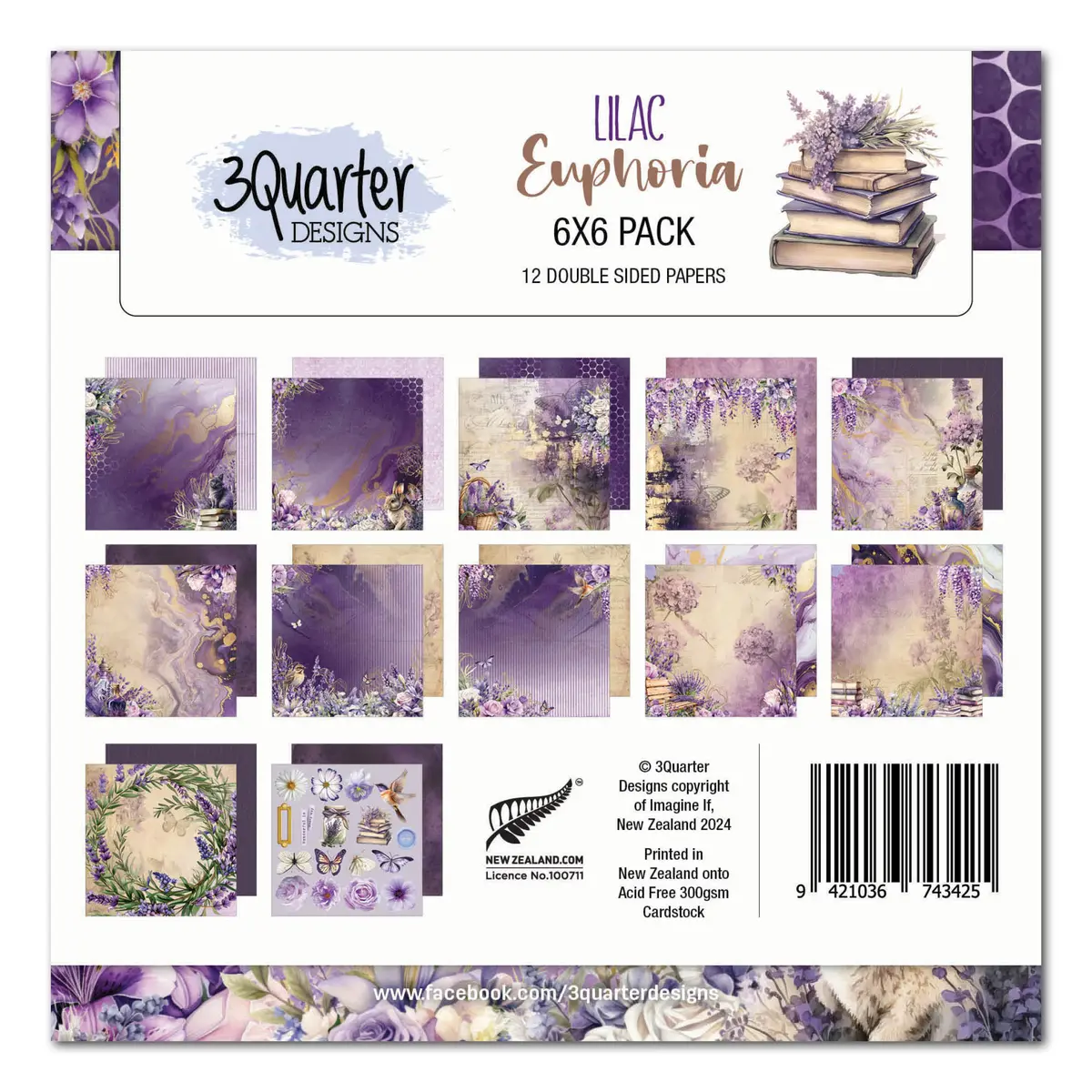 3Quarter Designs Lilac Euphoria 6X6 Paper Pack 1