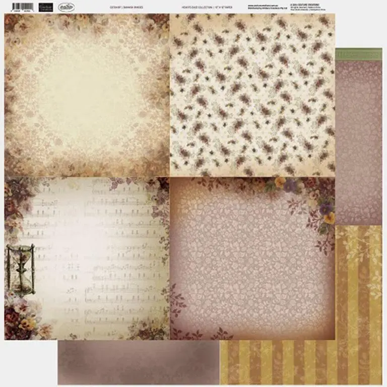 Couture Creations - 12 X 12 Paper (5 Sheets) - Damask Pansies 1