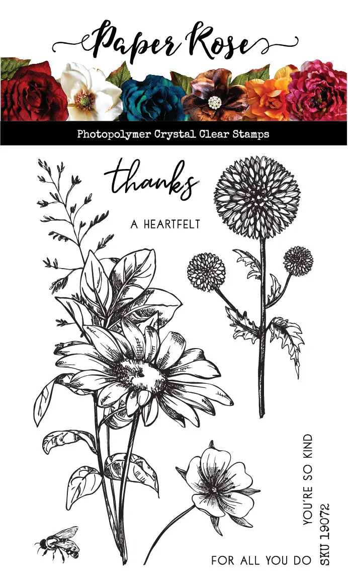 Sketchy Floral - Thanks 4X6" Clear Stamp Set 19072 1