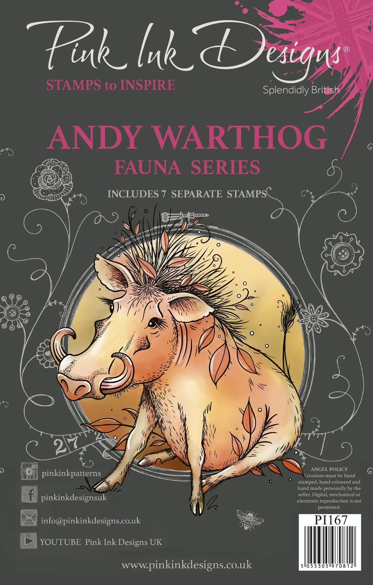 Pink Ink Designs Andy Warthog 6 In X 8 In Clear Stamp Set 1