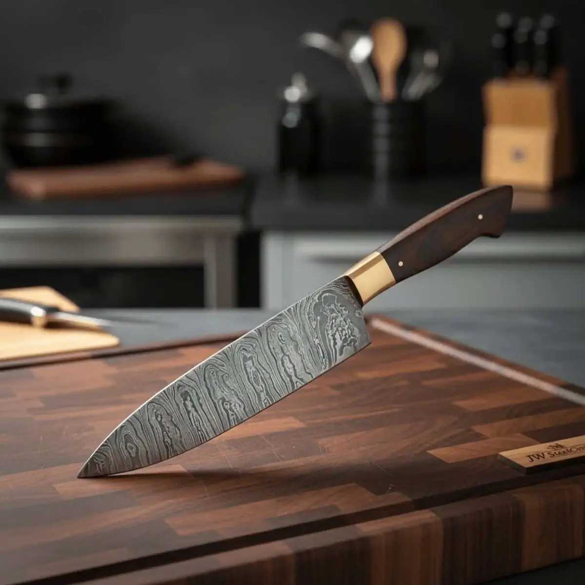 8-Inch Gyuto Chef Knife — Damascus Steel With Rosewood Handle (Hand-Forged) 1