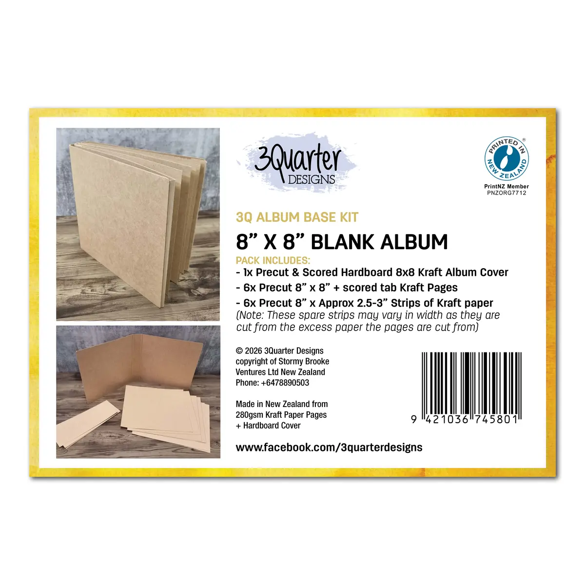 3Quarter Designs 8X8 Blank Album - Kraft 1