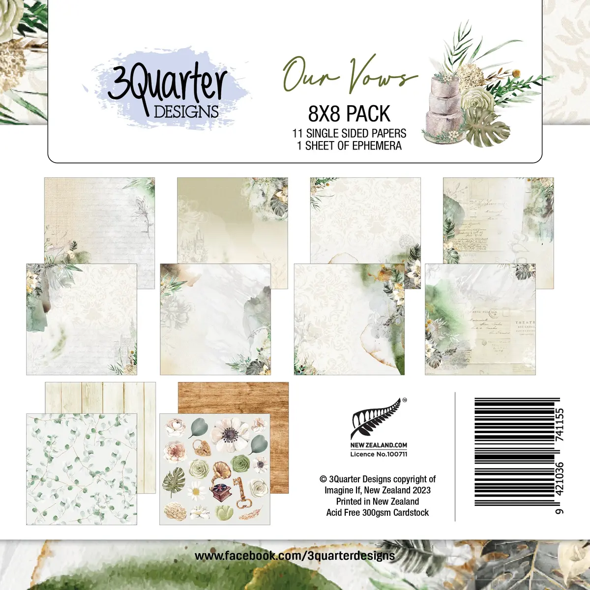 3Quarter Designs - 8" X 8" Paper Pack - Our Vows 1