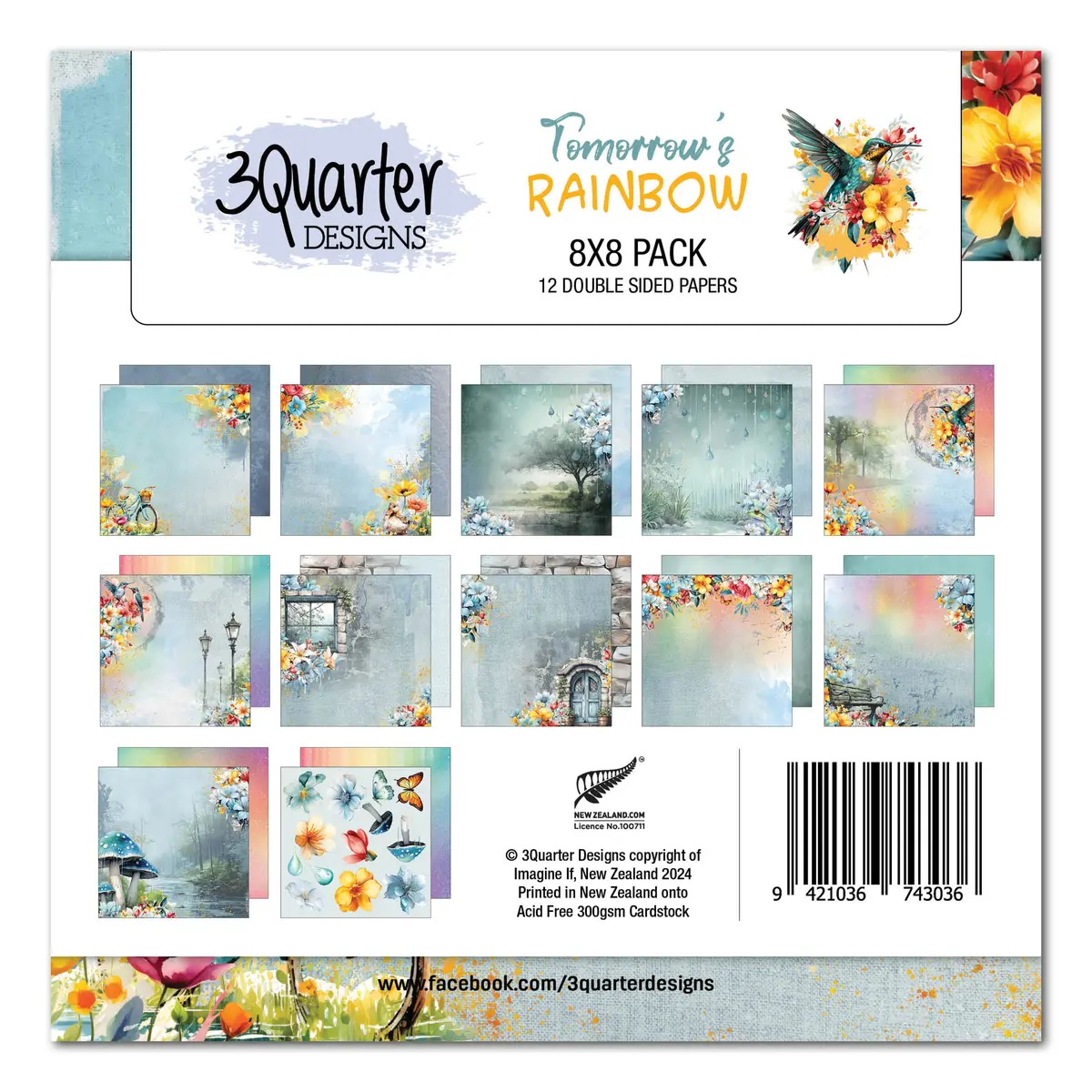 3Quarter Designs Tomorrow's Rainbow 8X8 Paper Pack 1