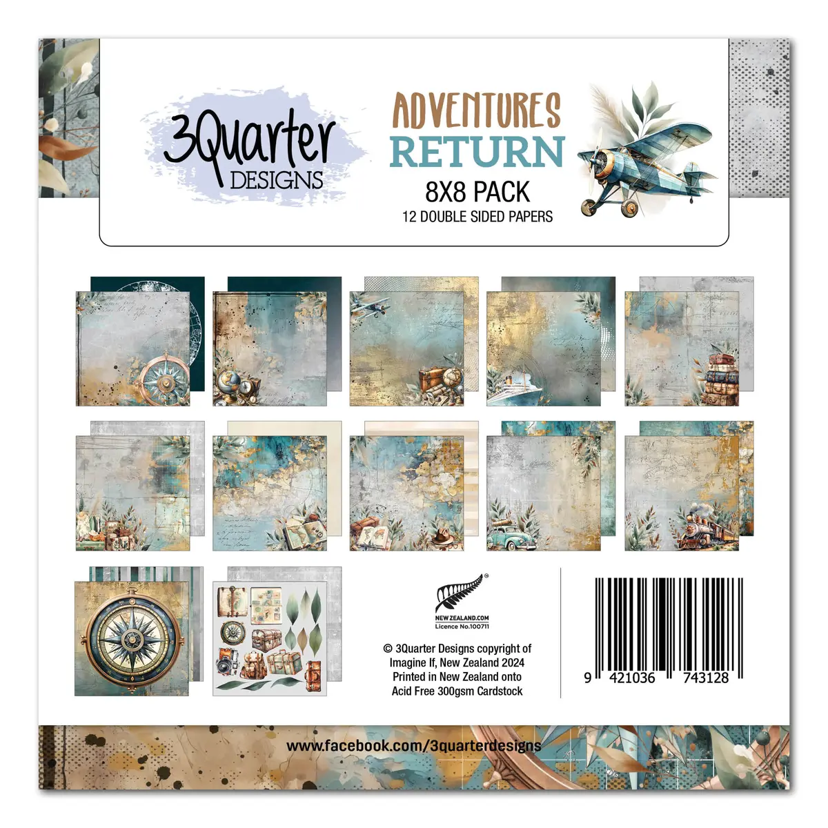 3Quarter Designs Adventures Return 8X8 Paper Pack 1
