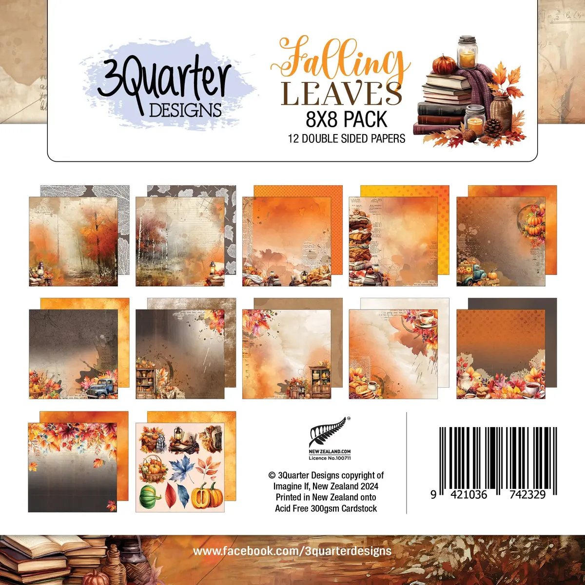 3Quarter Designs Falling Leaves 8X8 Paper Pack 1