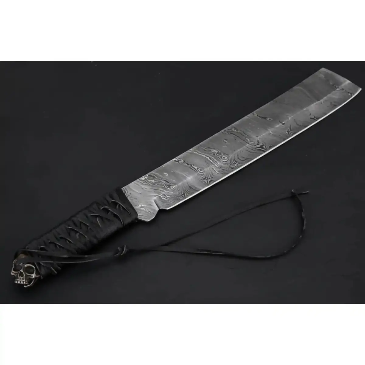 9 Inch Damascus Steel Tanto Knife With Cord Wrapped Handle – 16 Inch Overall 1
