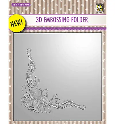 Nelle Choice 3D Embossing Folder - Poinsettia Corner 1