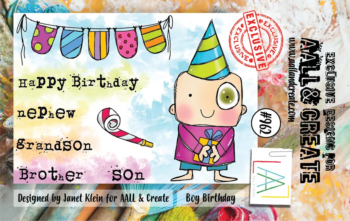 Aall And Create #962 - A7 Stamp Set Set - Boy Birthday 1