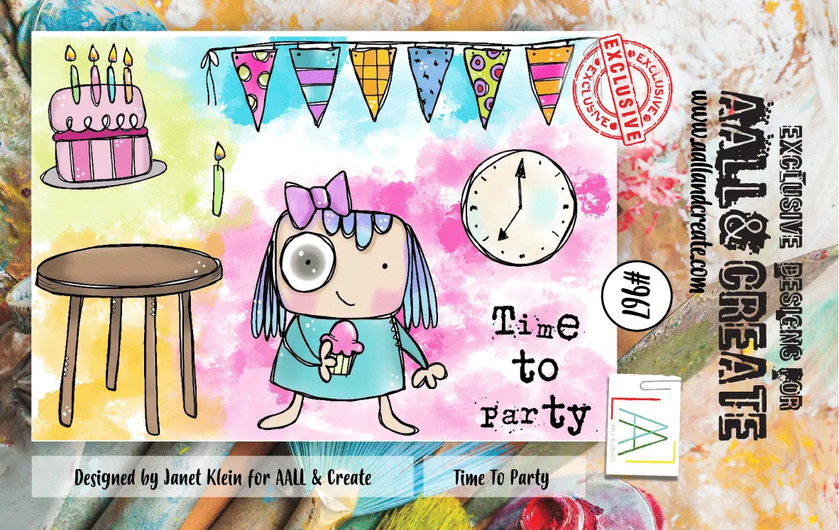 Aall And Create #967 - A7 Stamp Set - Time To Party 1