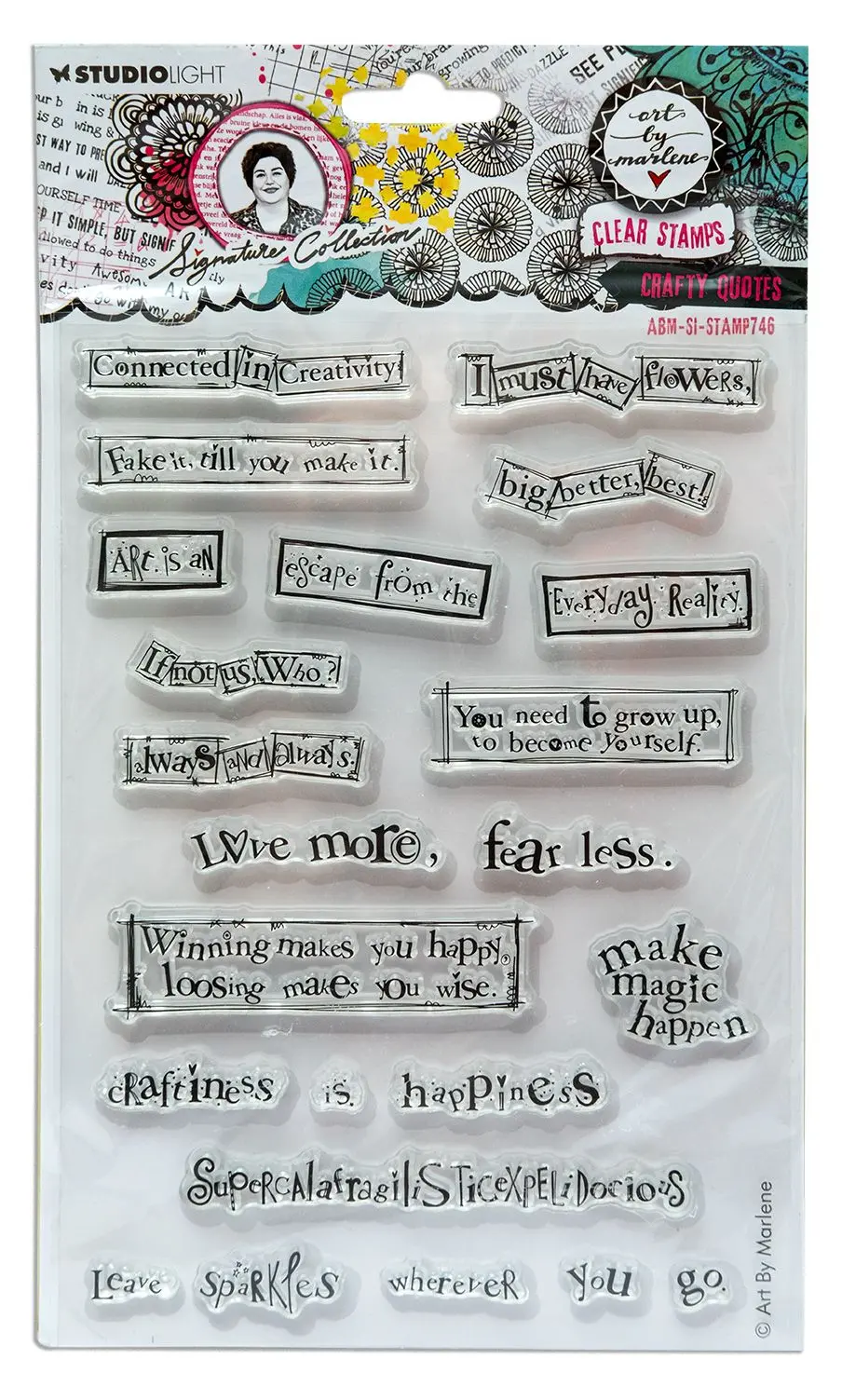 Abm Clear Stamp Crafty Quotes Signature Collection 24 Pc 1
