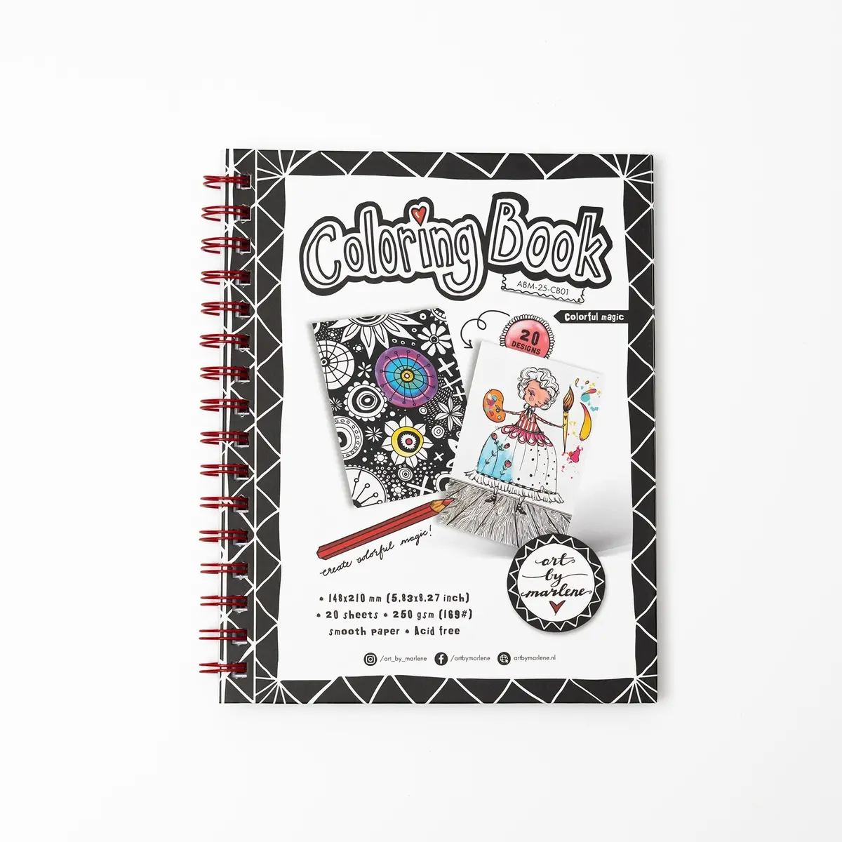 Abm Coloring Book Colorful Magic Art By Marlene 210X148x8mm 20 Sheets 1