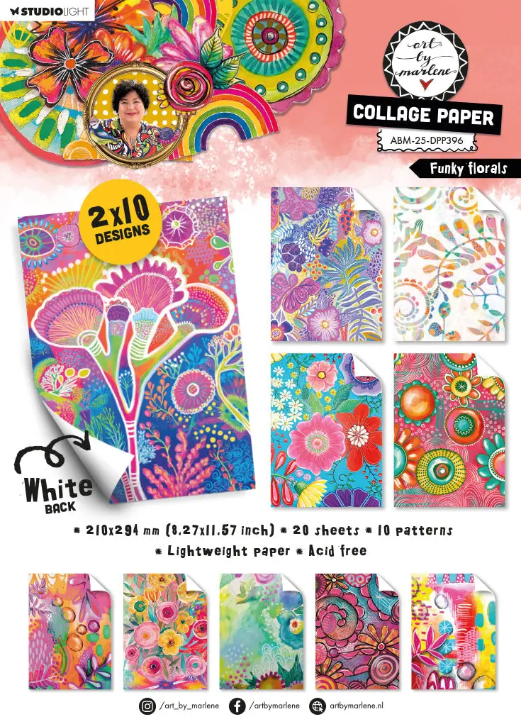 Abm Collage Paper Funky Florals Art By Marlene 210X294x8mm 20 Sheets 1
