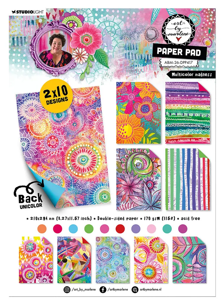 Abm Design Paper Pad Multicolor Madness Art By Marlene 20 Sheets 1