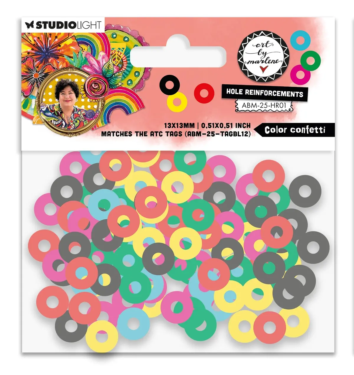 Abm Hole-Reinforcements Color Confetti Art By Marlene 130X105x5mm 6 Colors 1