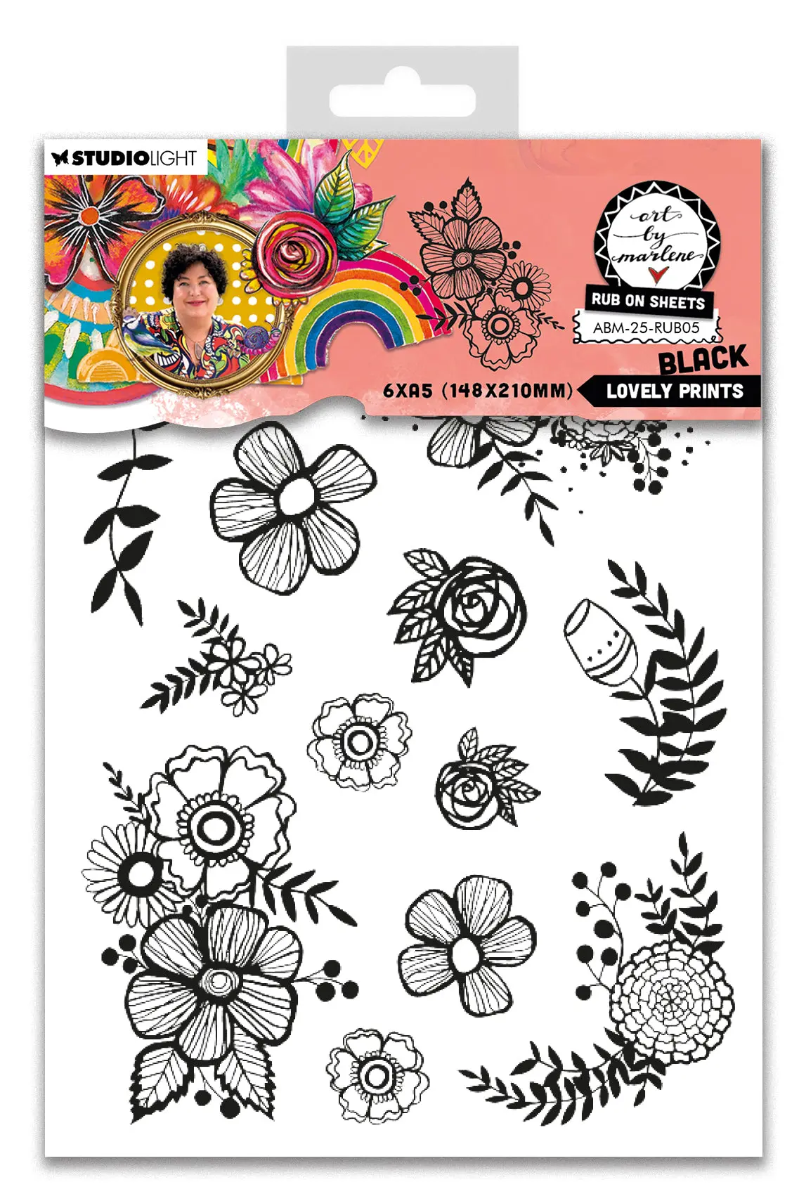Abm Rub-Ons Lovely Prints, Black Art By Marlene 6 Sheets 1