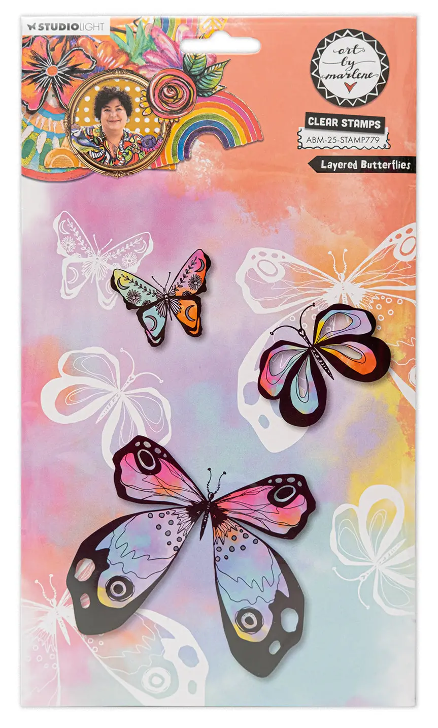 Abm Clear Stamp Layered Butterflies Art By Marlene 12 Pc 1