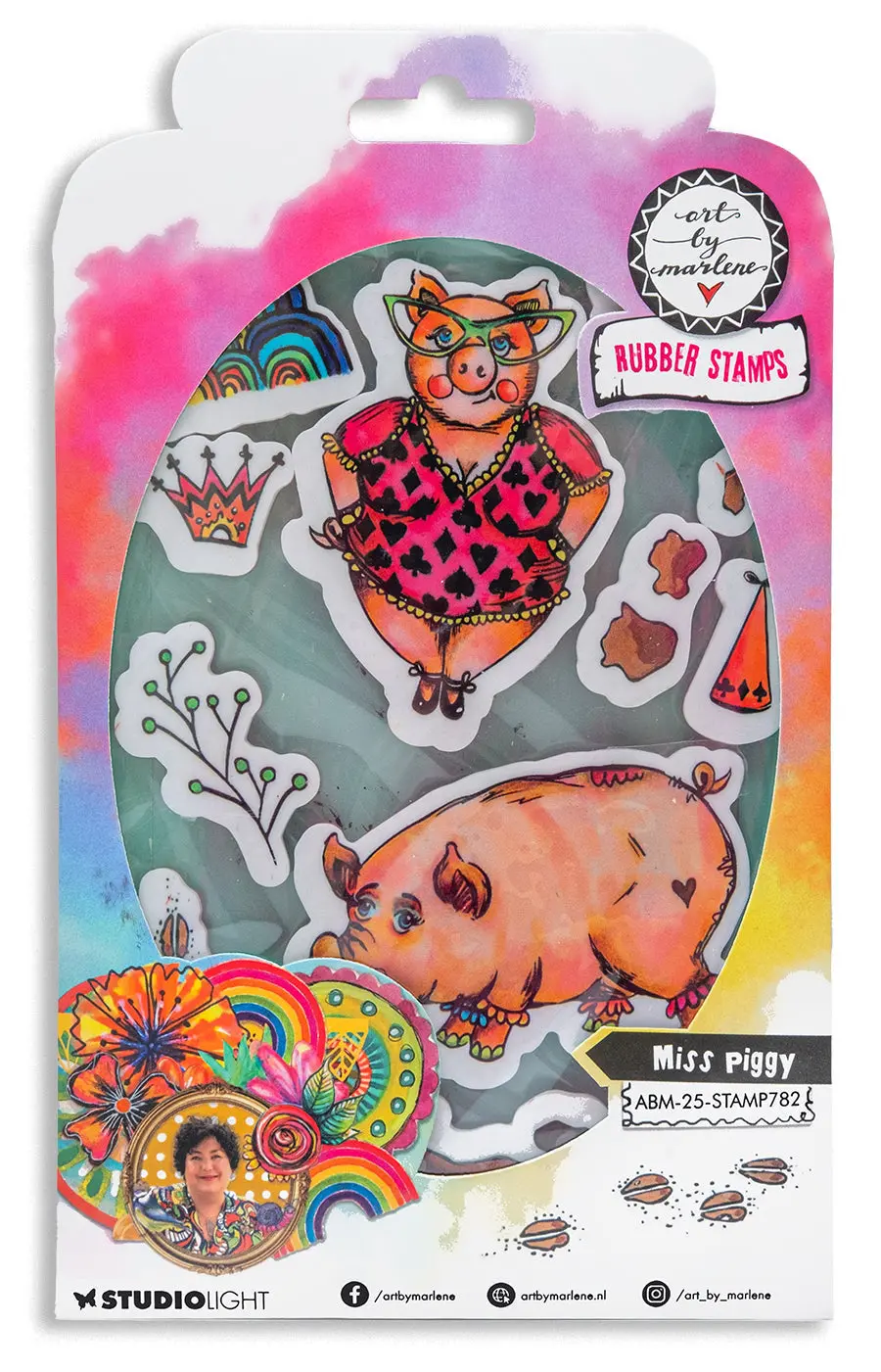 Abm Cling Rubber Stamp Miss Piggy Art By Marlene 11 Pc 1