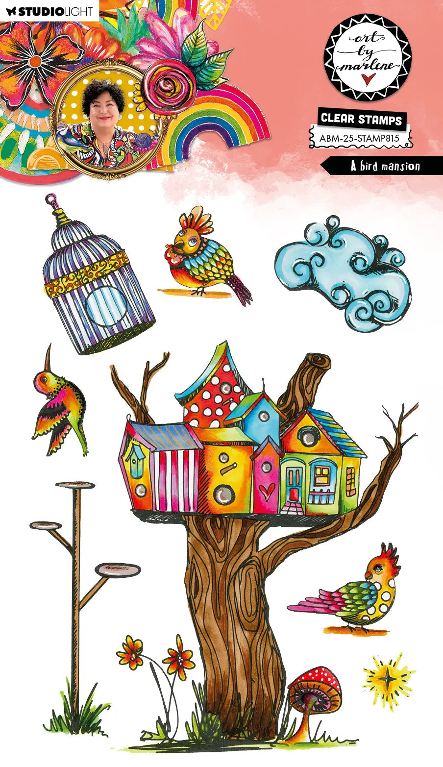 Abm Clear Stamp A Bird Mansion Art By Marlene 8 Pieces 1