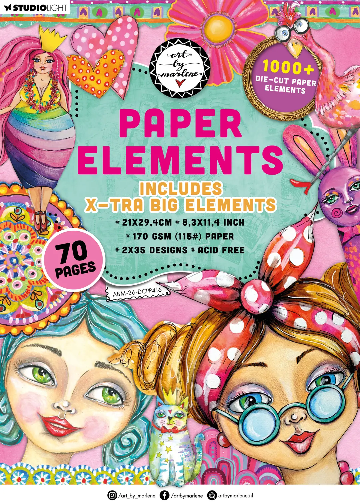 Abm Die-Cut Paper Pad X-Tra Big Elements Art By Marlene 70 Sheets 1