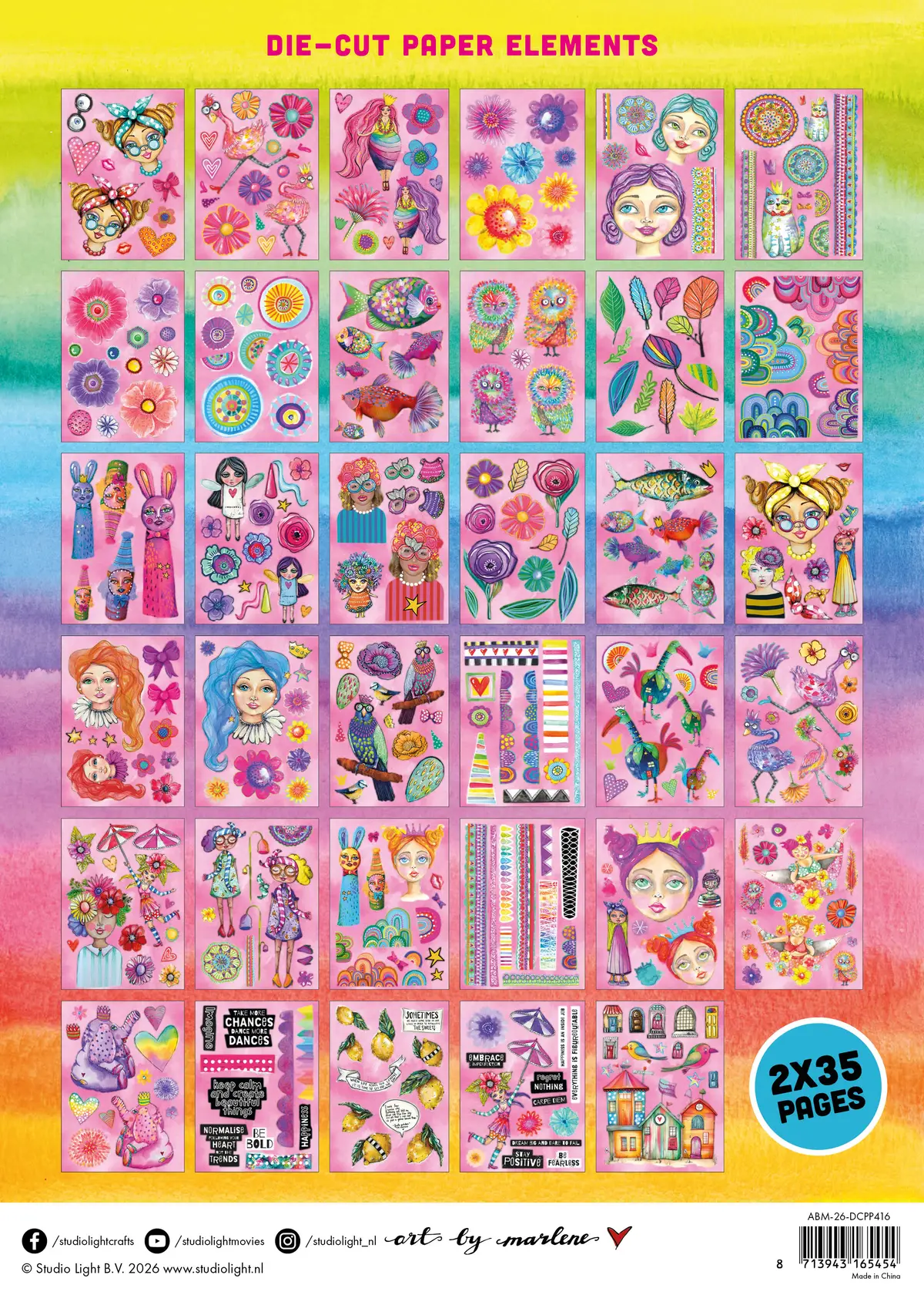 Abm Die-Cut Paper Pad X-Tra Big Elements Art By Marlene 70 Sheets 2