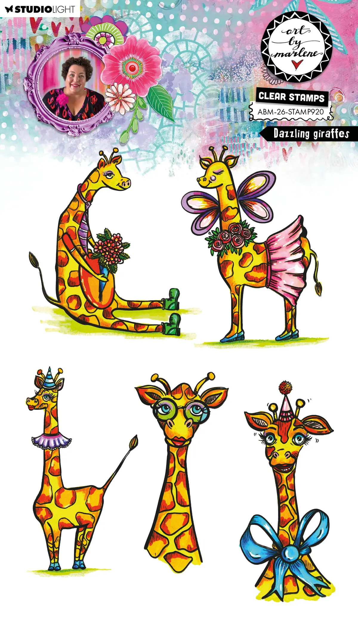 Abm Clear Stamp Dazzling Giraffes Art By Marlene 5 Pieces 1