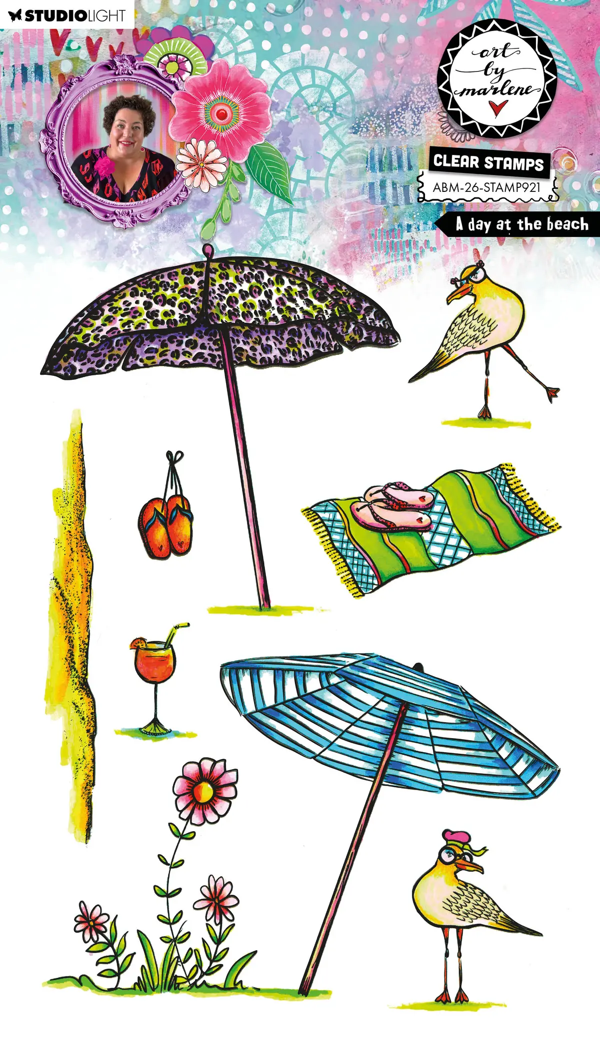 Abm Clear Stamp A Day At The Beach Art By Marlene 9 Pieces 1