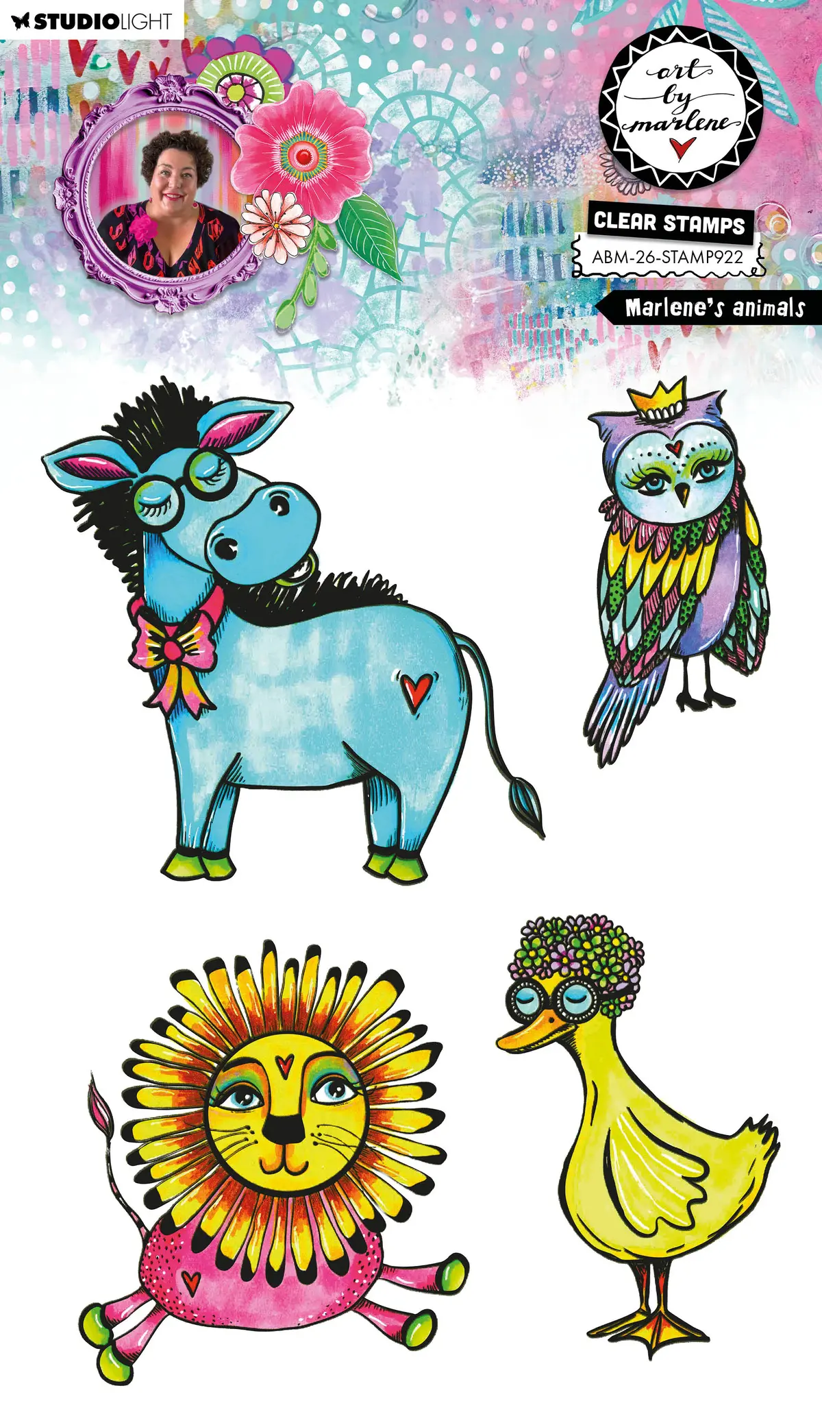 Abm Clear Stamp Marlene's Animals Art By Marlene 4 Pieces 1