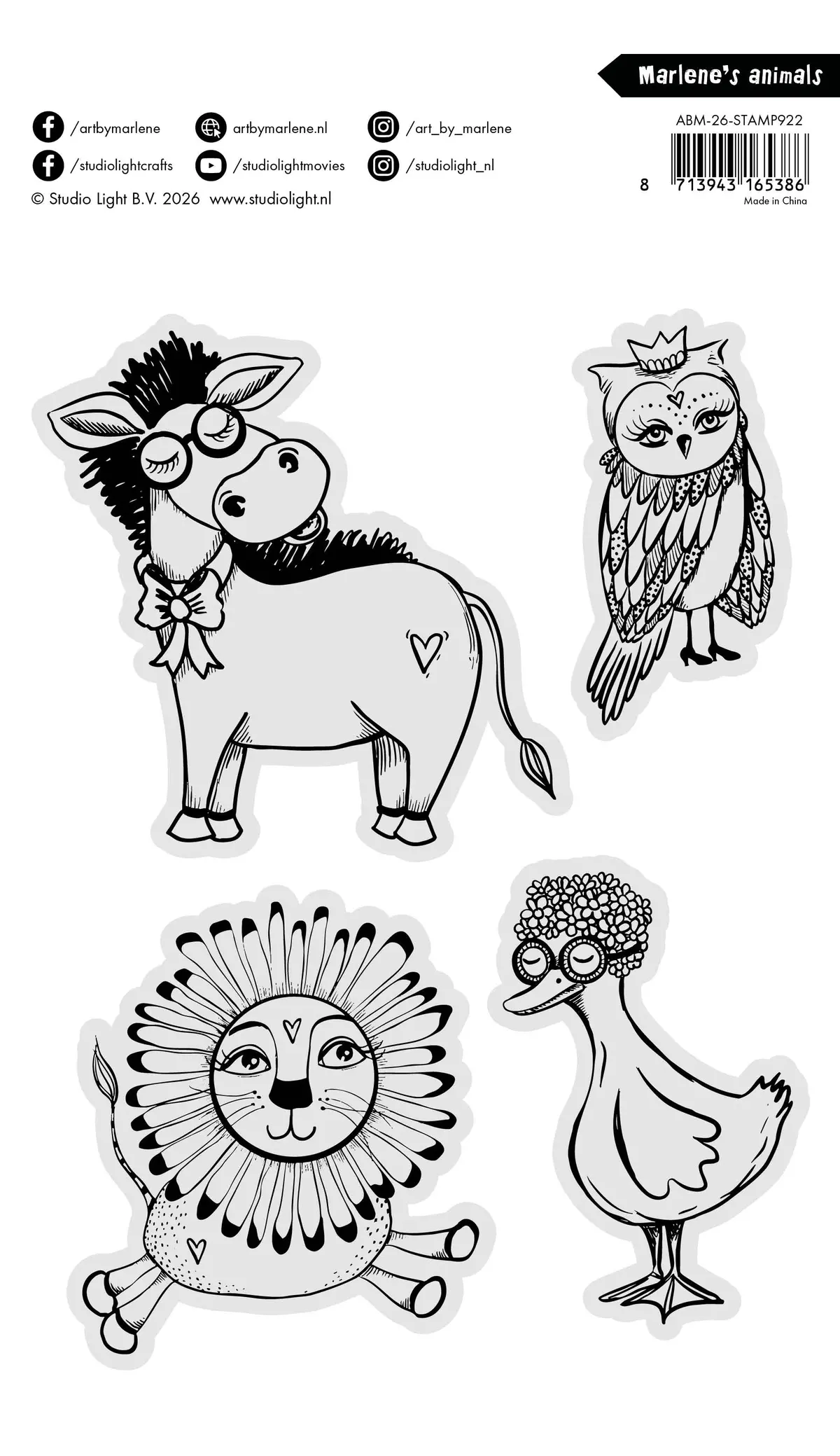 Abm Clear Stamp Marlene's Animals Art By Marlene 4 Pieces 2