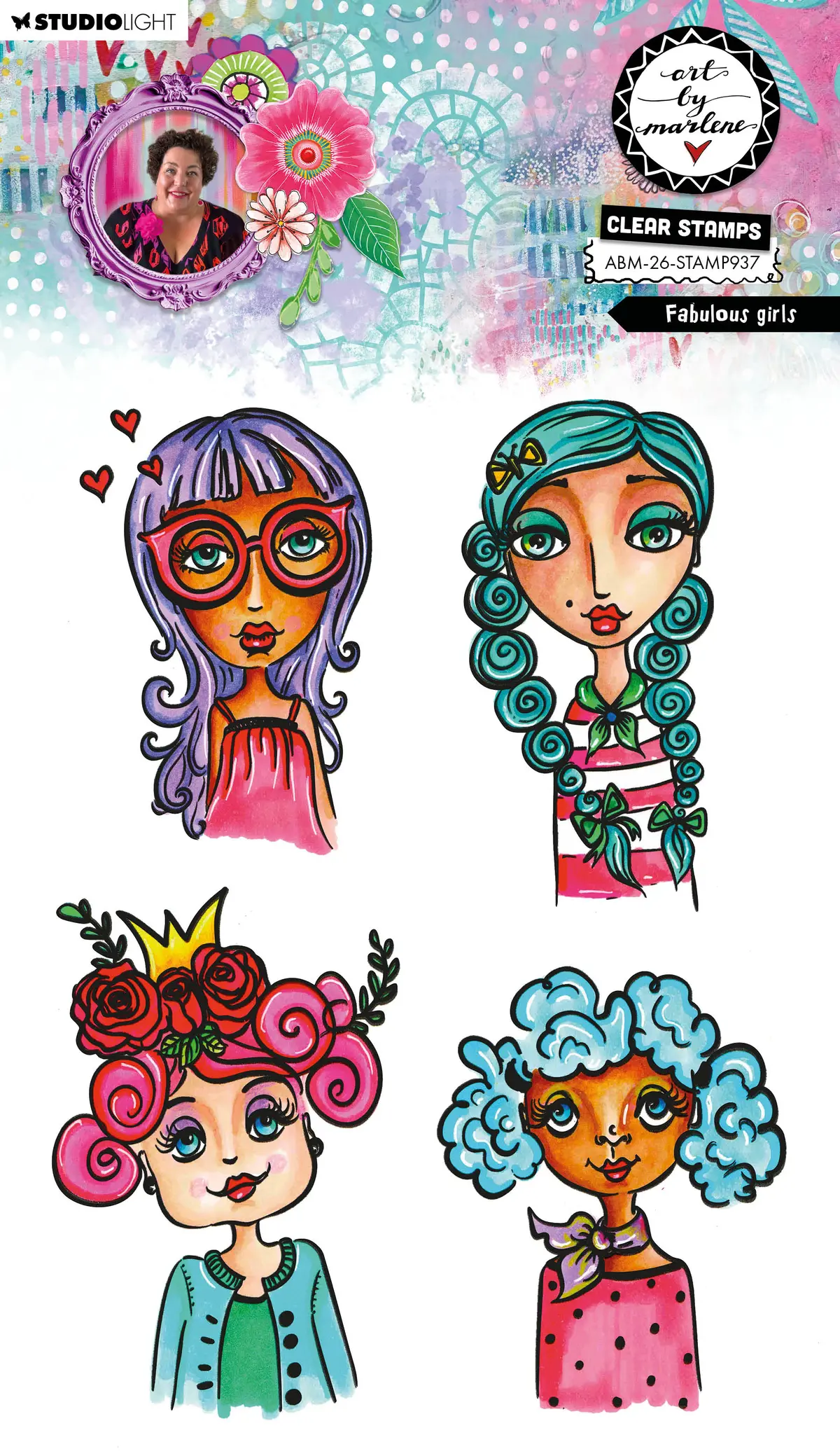 Abm Clear Stamp Fabulous Girls Art By Marlene 4 Pieces 1