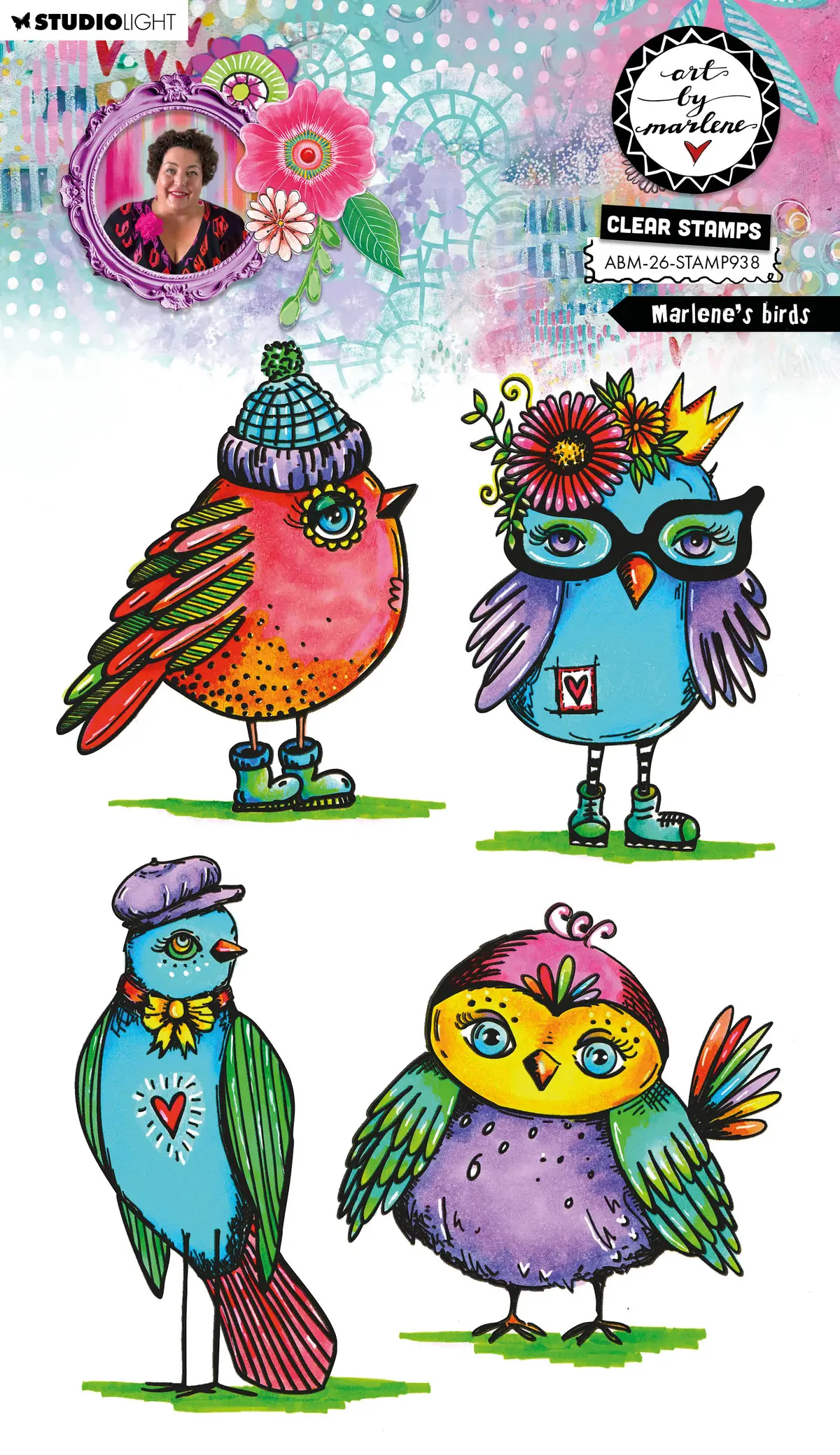 Abm Clear Stamp Marlene's Birds Art By Marlene 4 Pieces 1