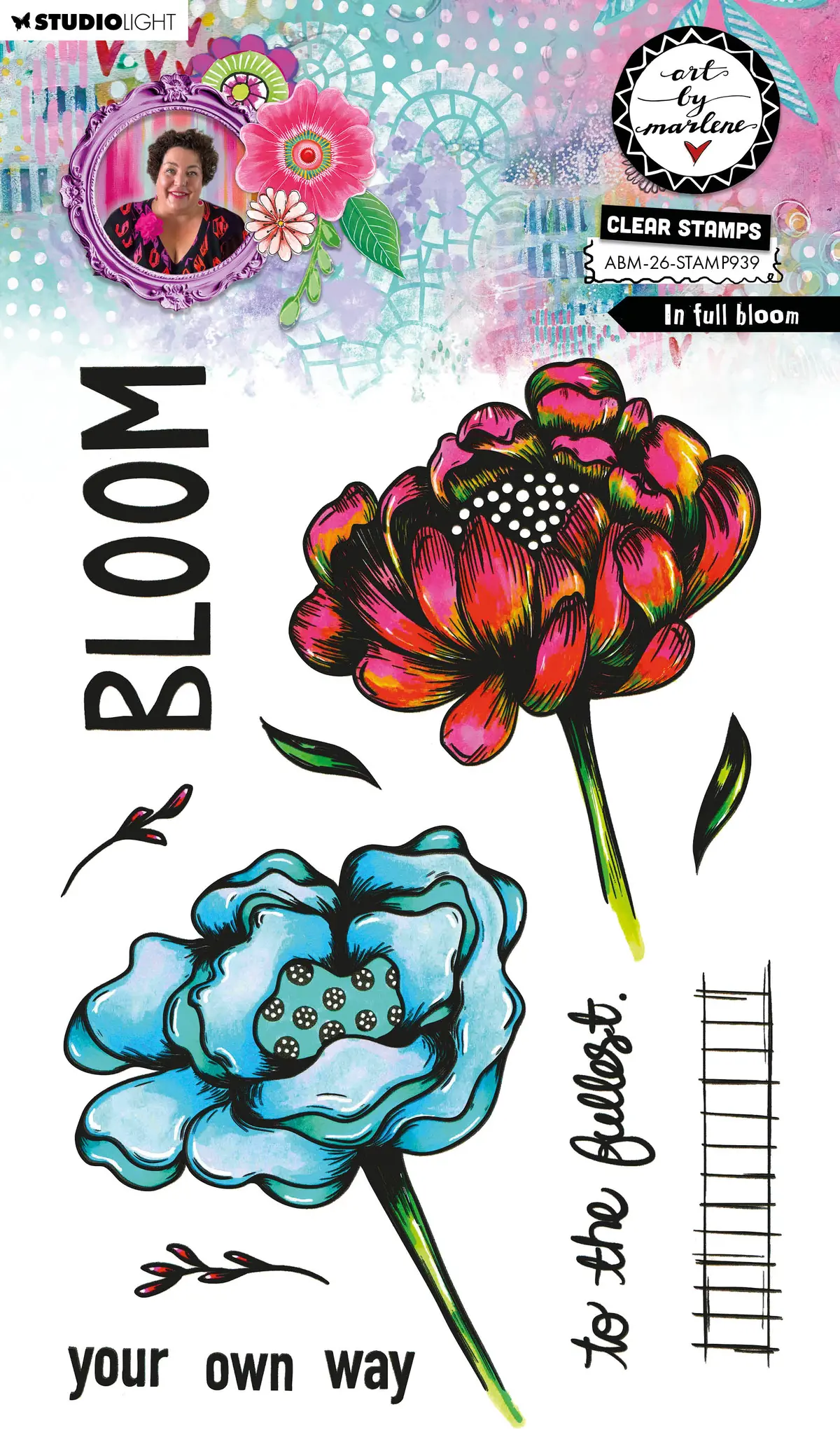 Abm Clear Stamp In Full Bloom Art By Marlene 10 Pieces 1