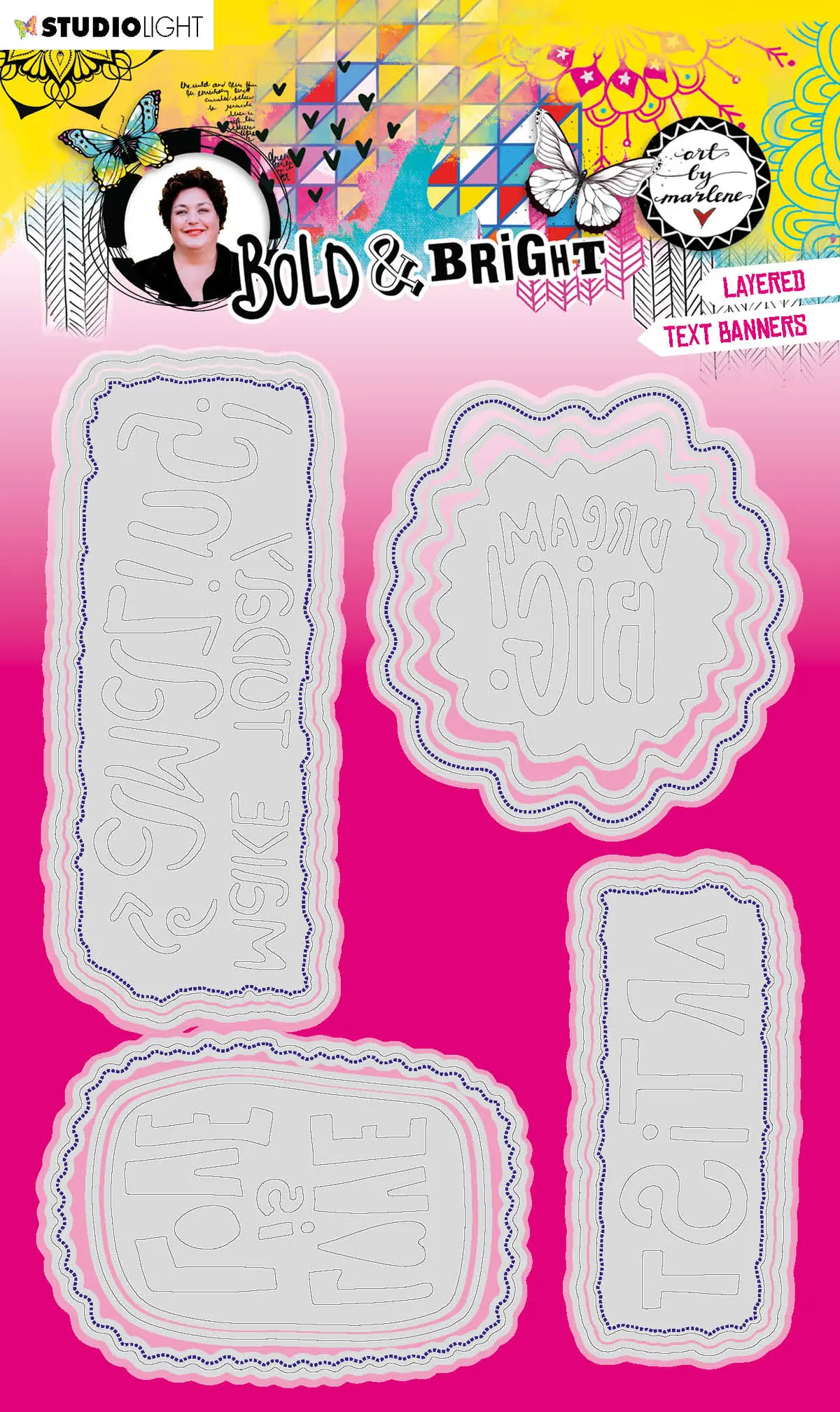 Abm Cutting Die Layered Word Banners Bold & Bright 100X160x1mm 1 Pc Nr.135 1