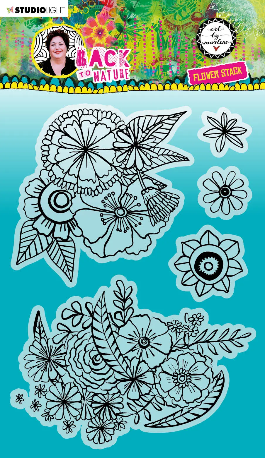 Abm Clear Stamp Flower Stack Back To Nature 148X210x3mm 5 Pc Nr.146 1