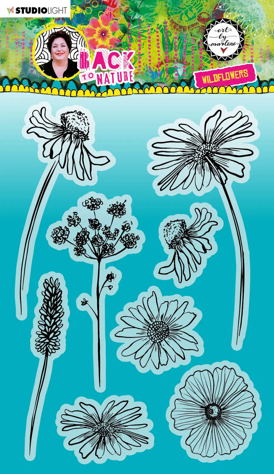 Abm Clear Stamp Wildflowers Back To Nature 148X210x3mm 8 Pc Nr.150 1