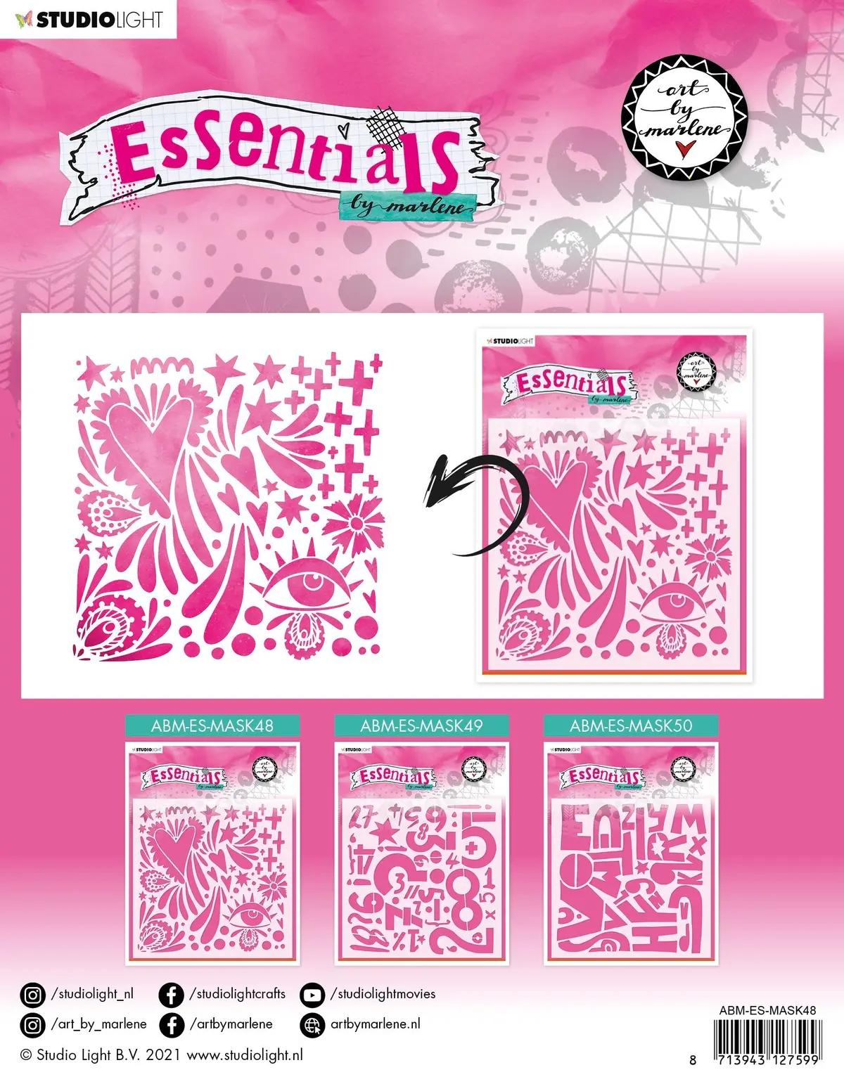 Abm Mask Quirky Love Essentials 200X200mm Nr.48 2