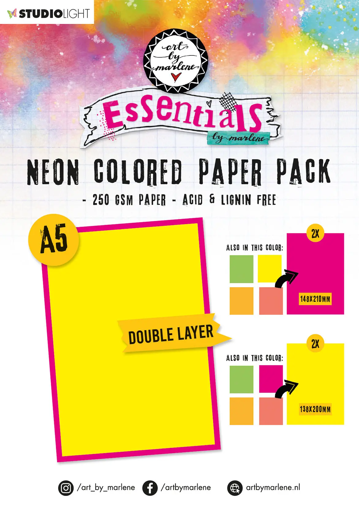 Abm Paper Pack Neon Double Layered Essentials 148X210x10mm  20 Sh  Nr.105 1