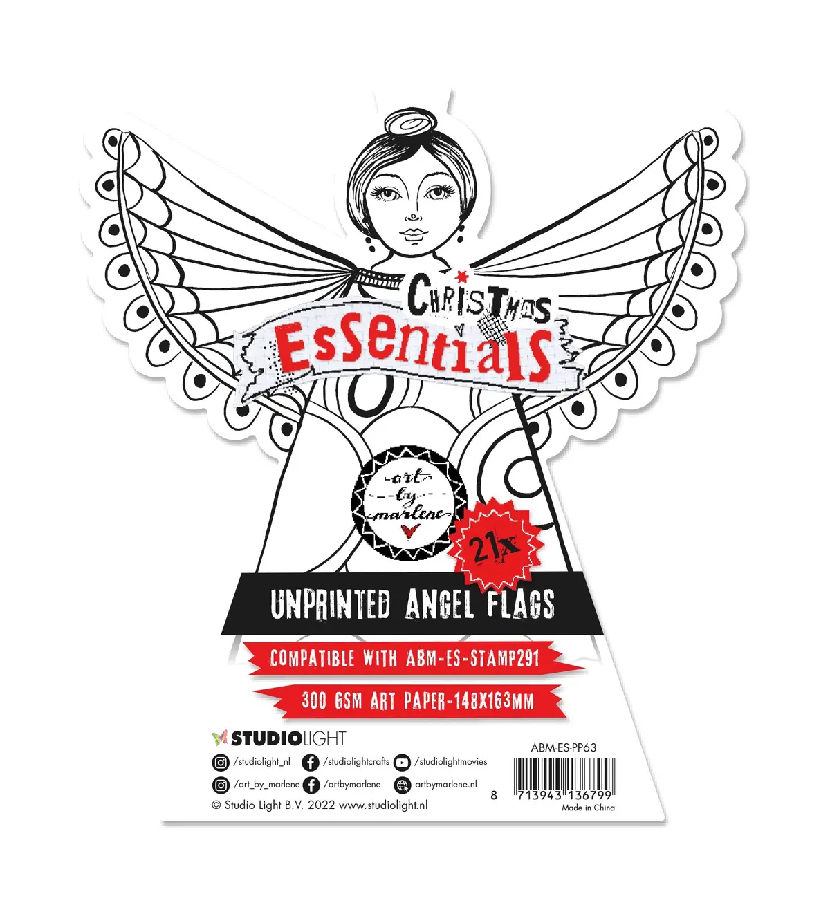 Abm Paper Pad Unprinted Angel Flags 300 Gsm Art Paper Christmas Essentials 148X163x8mm 21 Sh Nr.63 1