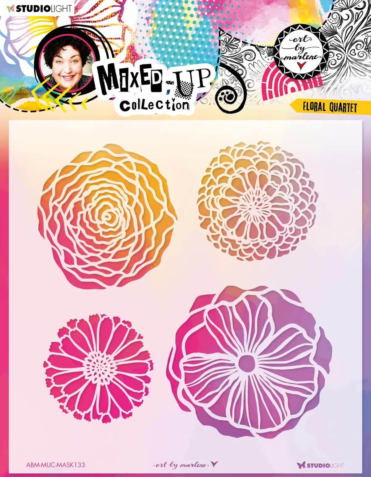 Abm Mask Floral Quartet Mixed-Up Collection 200X200x1mm 1 Pc Nr.133 1
