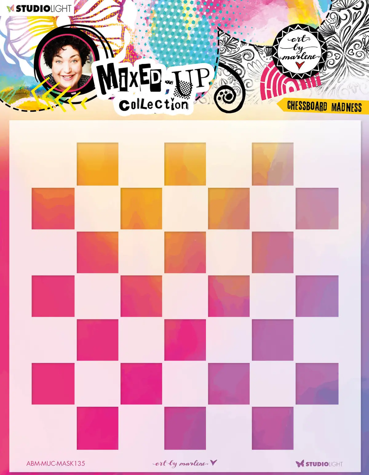 Abm Mask Chessboard Madness Mixed-Up Collection 200X200x1mm 1 Pc Nr.135 1