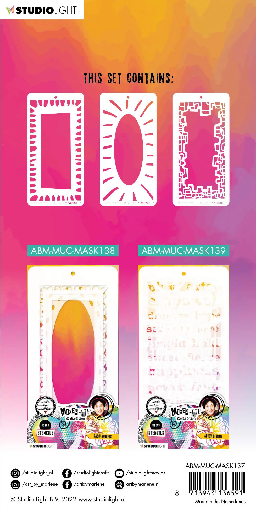 Abm Mask Playful Frames Mixed-Up Collection 110X213x1mm 3 Pc Nr.137 1