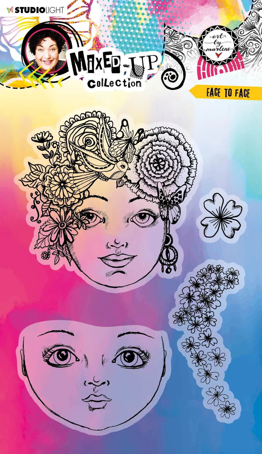 Abm Clear Stamp Face To Face Mixed-Up Collection 148X210x3mm 4 Pc Nr.287 1